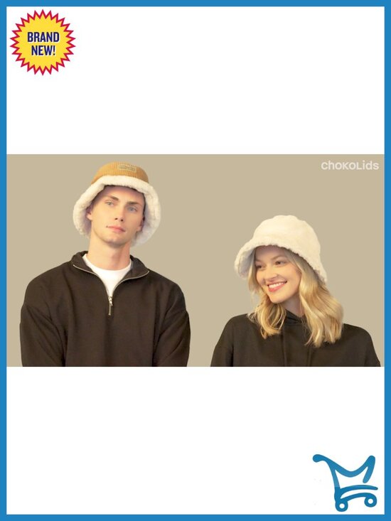 Reversible Fur Bucket Hat with Corduroy Side - Fleece Lined Unisex Winter Hat